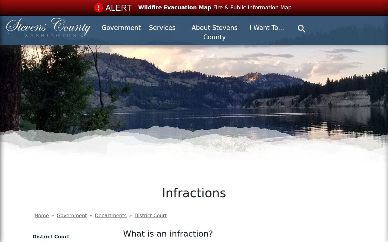 Stevens County infraction response instructions for traffic tickets
